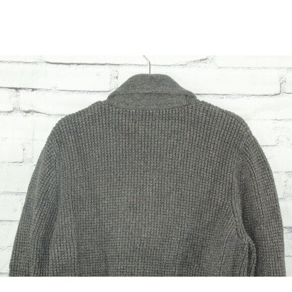 LL Bean Organic Cotton Waffle Sweater Cardigan Dark Cinder Size XL Minimalist - Picture 5 of 11